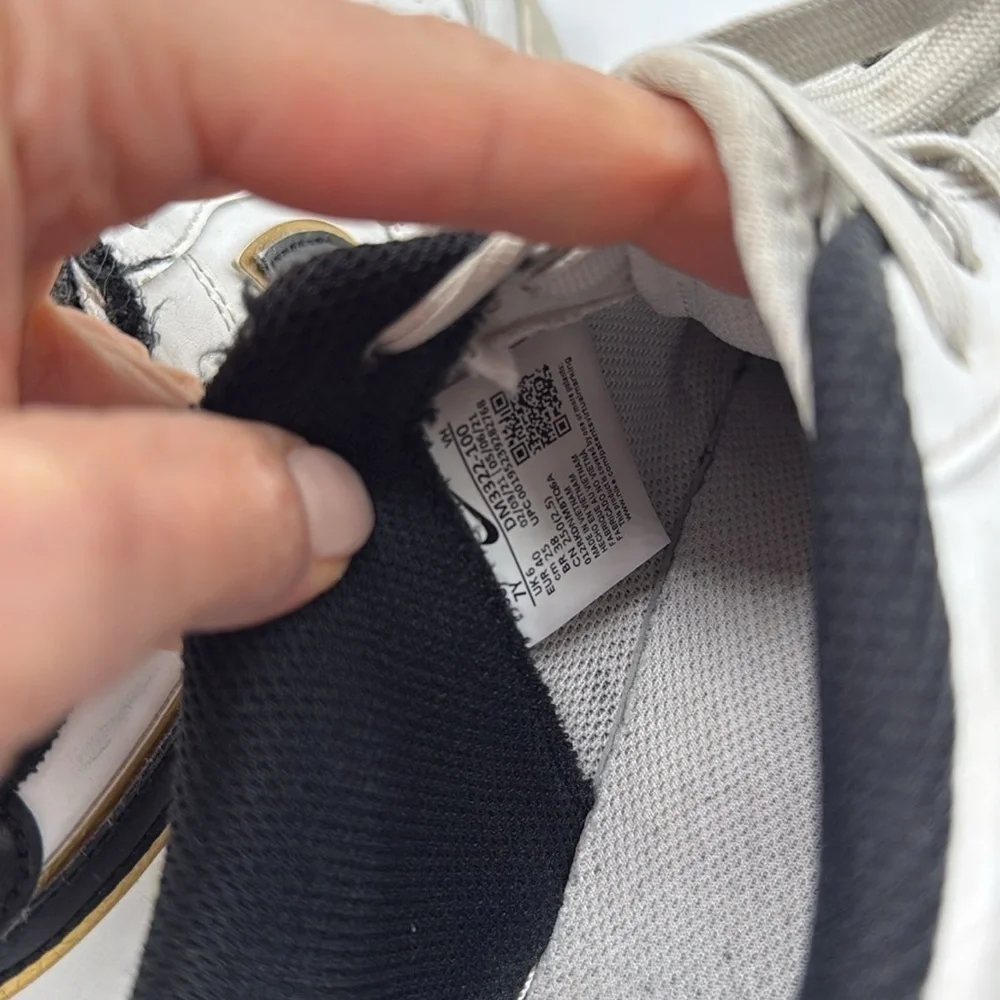 NIKE Air Force 1 US Size 7 Y White, Black & Gold Sneakers